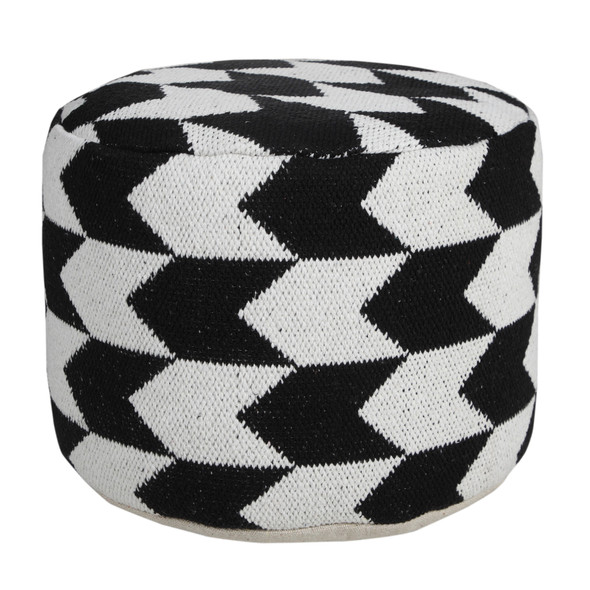 LR Home Quincy 34069 Black White Pouf