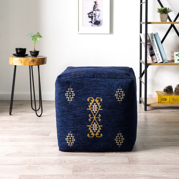 LR Home Milano 34107 Navy mustard Pouf