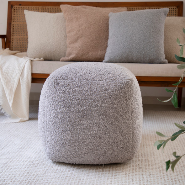 LR Home Boucle 34157 Gray Pouf