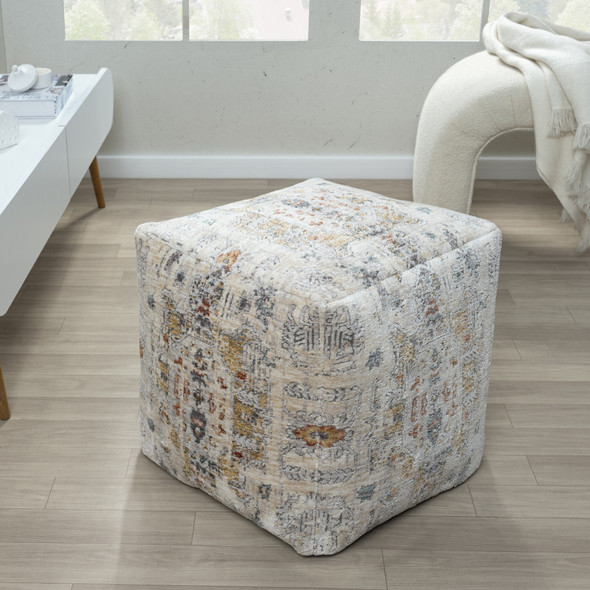 LR Home Vienna 34236 Light Gray Multi Pouf