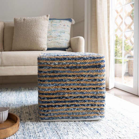 LR Home Serena 34242 Denim Beige Pouf