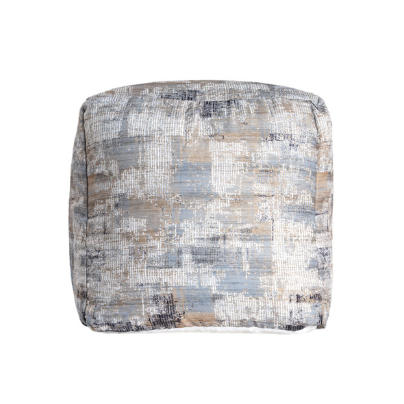 LR Home Isalyn 34243 Taupe Blue Pouf