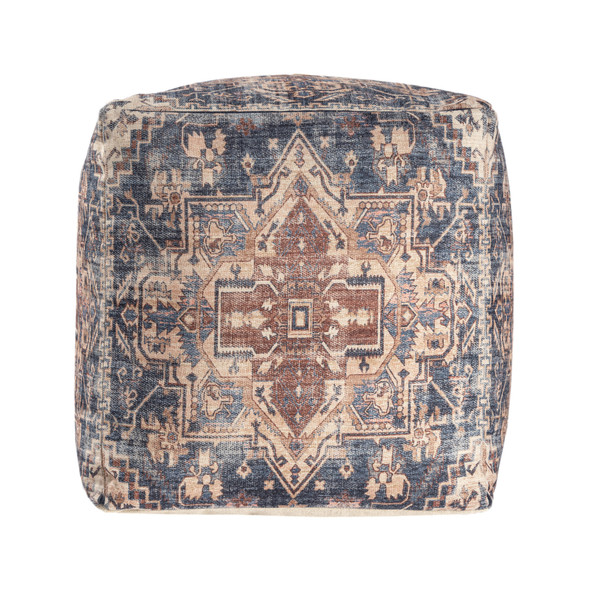 LR Home Taj 34285 Navy Rust Pouf