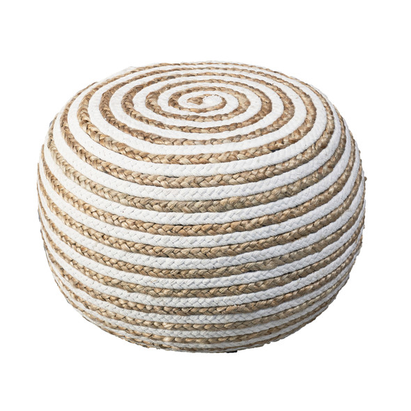 LR Home Serena 99703 Natural White Pouf