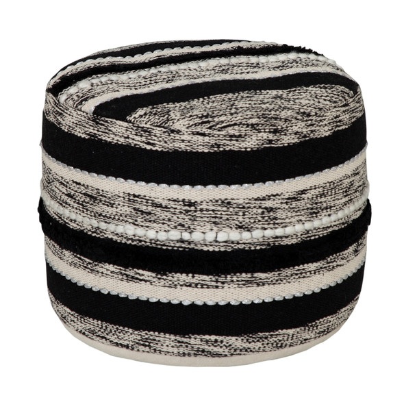 LR Home Enigma 99718 Black Ivory Pouf