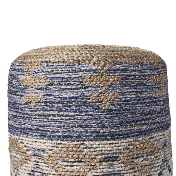 LR Home Spruce 99756 Natural Navy Gray Pouf