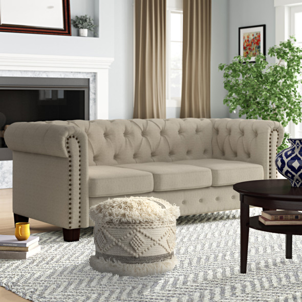 LR Home Astrid 99758 Cream Gray Pouf