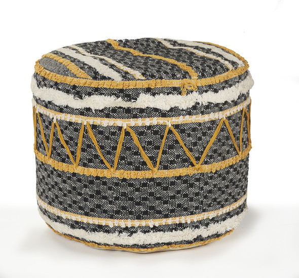 LR Home Enigma 99767 Black Yellow Pouf