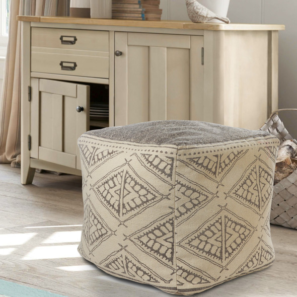 LR Home Pacifica 99770 Gray Beige Pouf