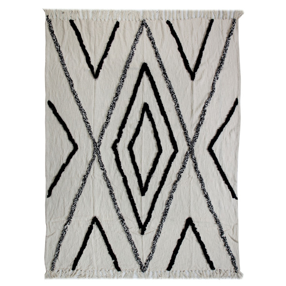LR Home Diamond 80145 Natural Navy Throw