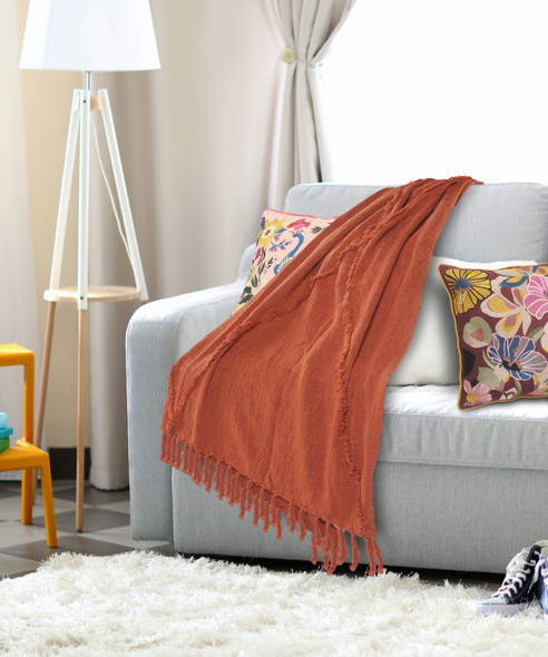 LR Home Diamond 80177 Clay Terracotta Throw