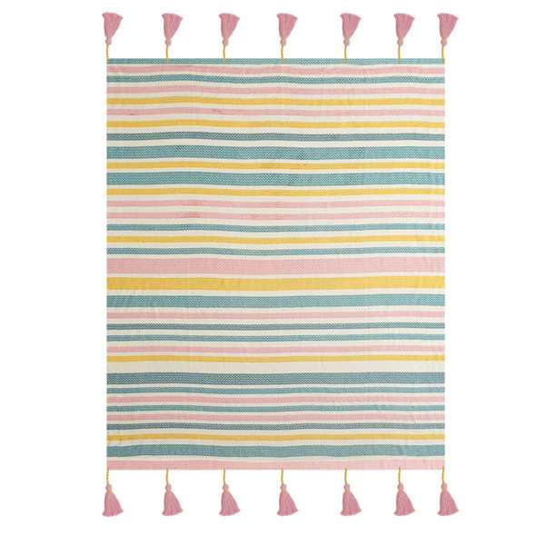 LR Home Sundry 80182 Cream Pink Blue Yellow Throw