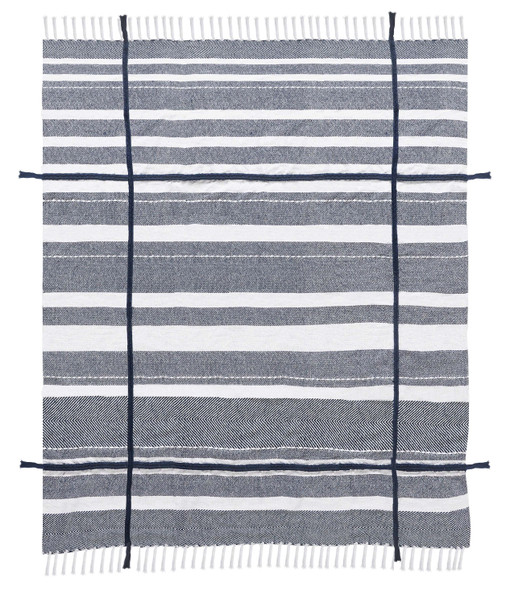 LR Home Sundry 80191 Navy Blue White Throw