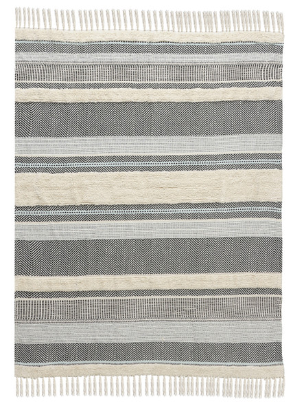 LR Home Sundry 80193 Navy Blue Cream Throw
