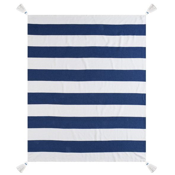 LR Home Marlin 80217 Navy Blue White Throw
