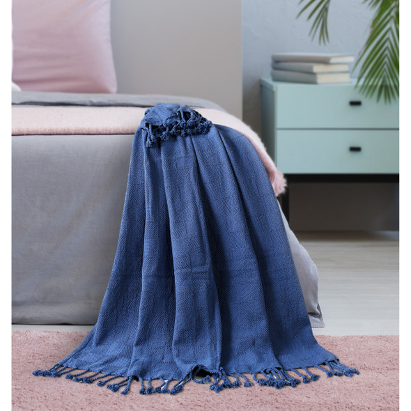 LR Home Heather 80218 True Navy Throw