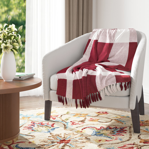 LR Home Highland 80284 Rio Red White Throw