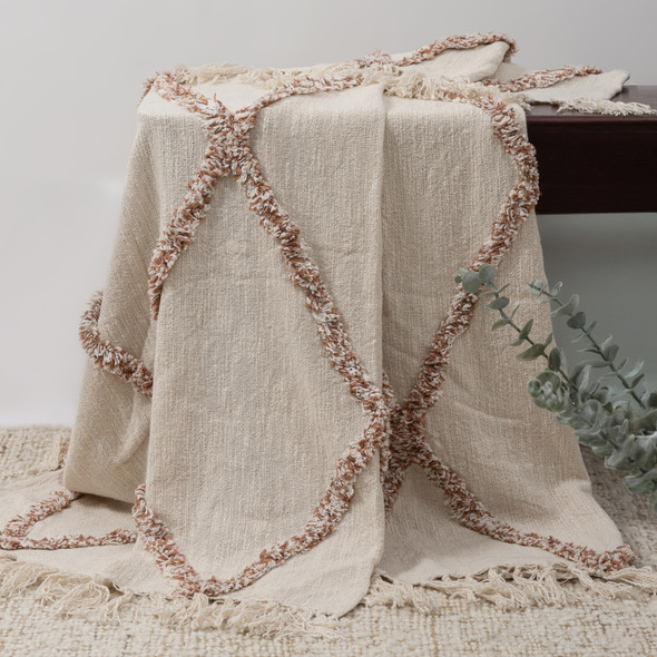 LR Home Diamond 80431 Ivory Adobe Throw