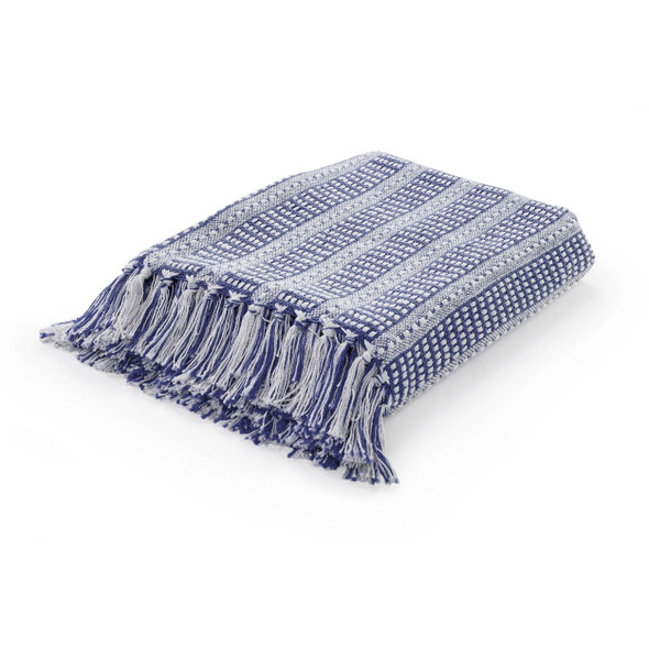 LR Home Ridgeline 81179 Royal Blue White Throw