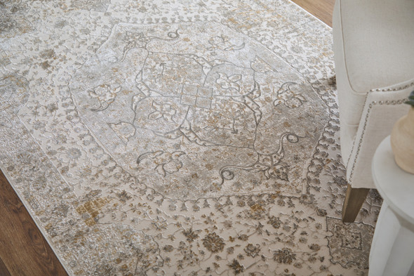 Feizy Cadiz 39T0F Ivory Gray Gold Area Rug