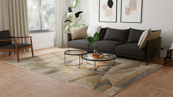 Feizy Jaxson 39PXF Tan Brown Gray Area Rug