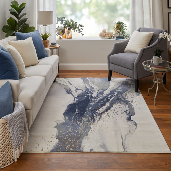 Feizy Mandana 39M0F Ivory Blue Area Rug