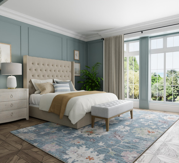 Feizy Dartmouth 39QMF Blue Ivory Pink Area Rug