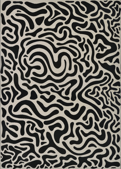 Couristan Castille 2912 1201 Graffiti Black White Rug