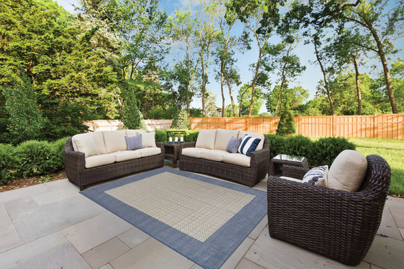 Couristan Recife R005 1212 Checkered Field Champagne Blue Rug