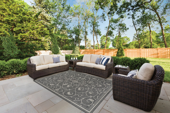 Couristan Recife R583 3312 Veranda Champagne Grey Rug