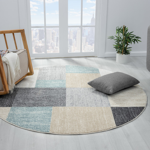 LR Home Dune 81663 Gray Tan Teal Beige Rug