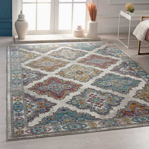 LR Home Gala 81380 Multi Ivory Gray Rug