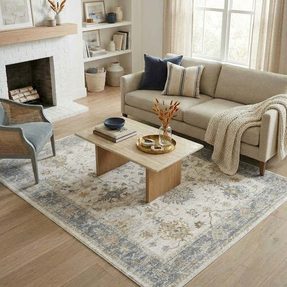 LR Home Miranda 82921 Ivory Blue Rug