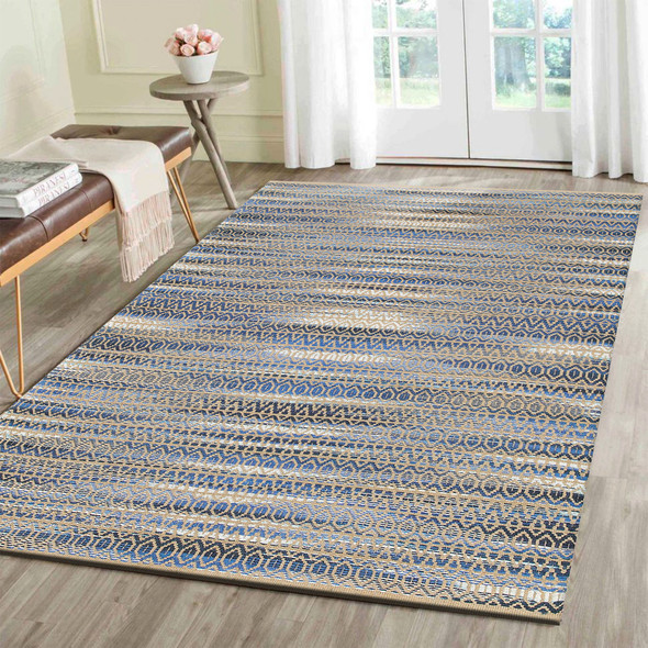LR Home Natural Fiber 03330 Blue Rug