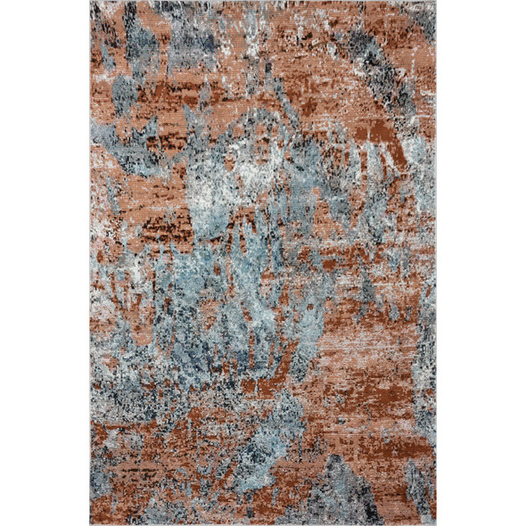LR Home Revolution 81801 Light Gray Light Blue Rust Black Rug
