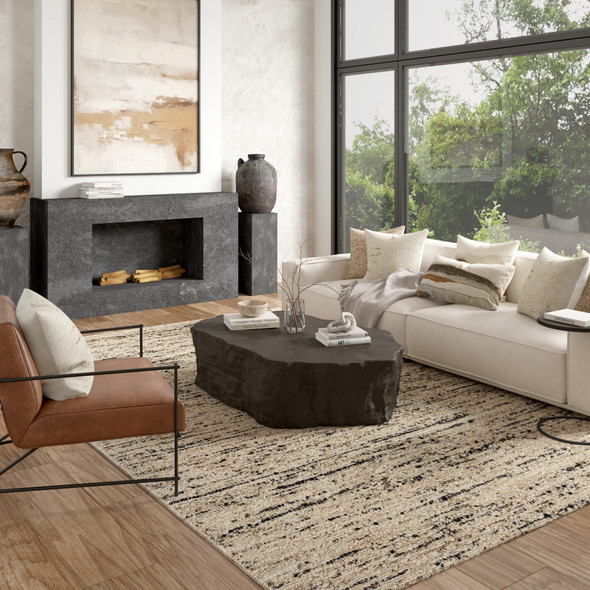 LR Home Valour 82873 Beige Black Rug