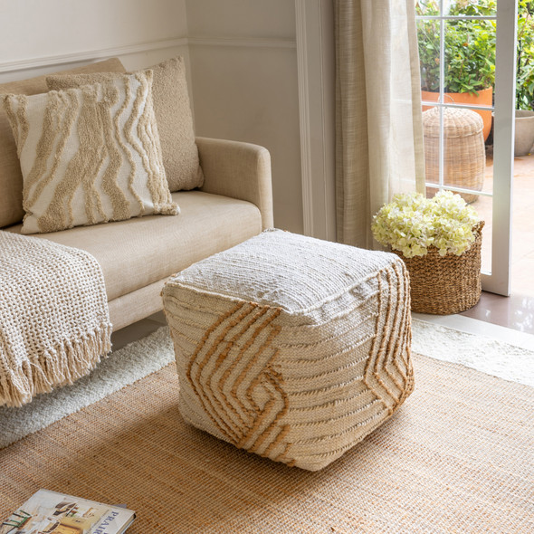 LR Home Mesa 34246 Bleached Natural Pouf