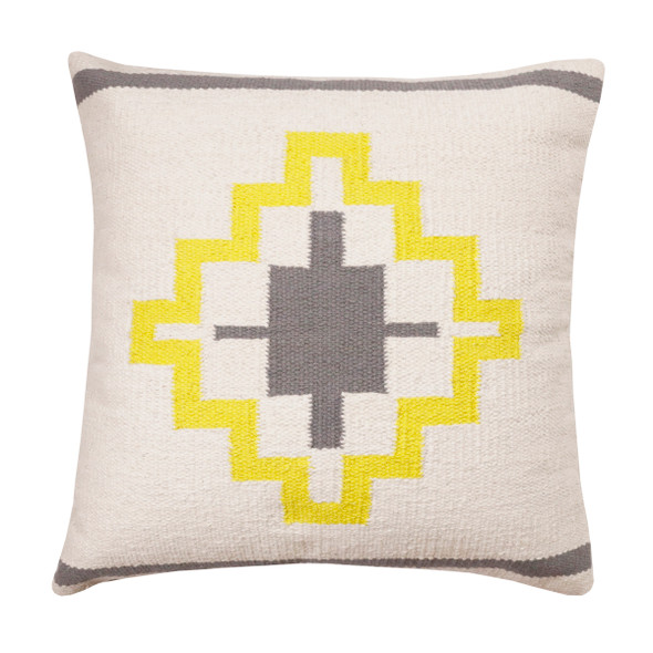 LR Home Apollo 07896 Gray White Yellow Pillow
