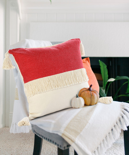 LR Home Carnival 07662 Raspberry Off-White Pillow
