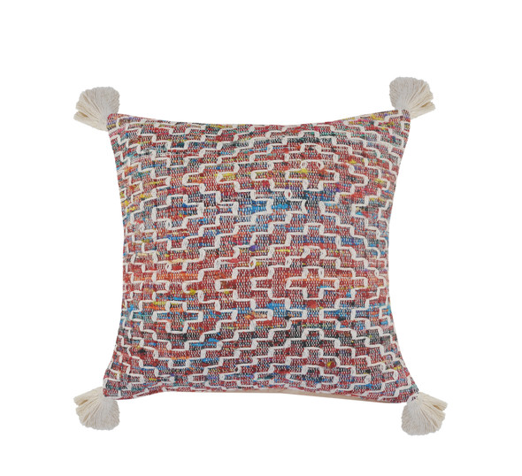 LR Home Chindi 07597 Multicolor White Pillow