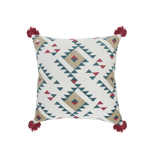 LR Home El Paso 07573 White Burgundy Tan Teal Pillow