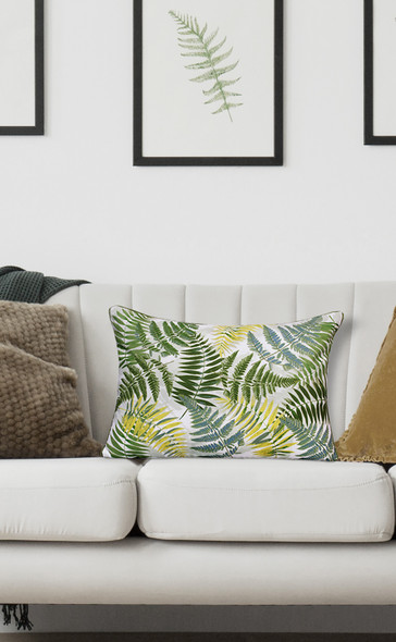 LR Home Fern 08050 Forest Green Yellow Pillow