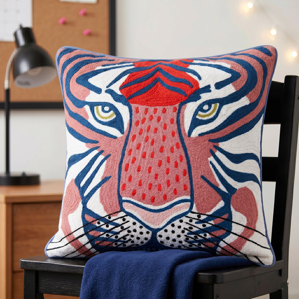 LR Home Gaia 08095 Coral Red Ensign Blue Pillow