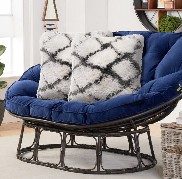 LR Home Shag 07753 White Black Pillow