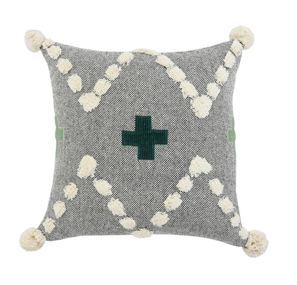 LR Home Zeal 07715 Gray Black White Hunter Green Foam Green Pillow