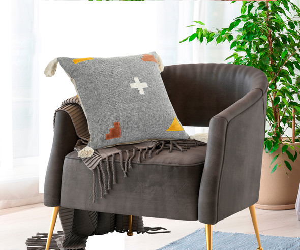 LR Home Zeal 07716 Gray Black White Adobe Golden Glow Pillow