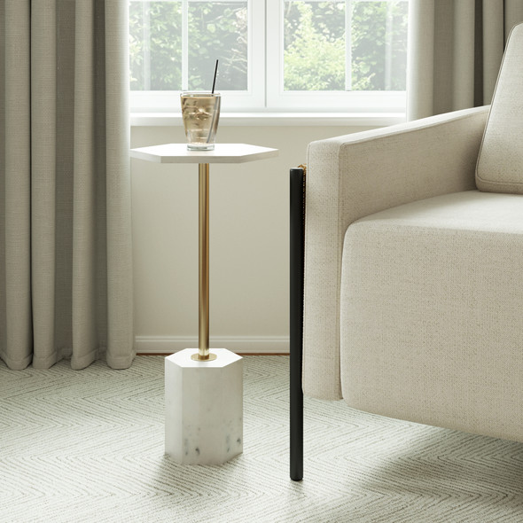 LR Home Martini 46082 Gold White Drink Table