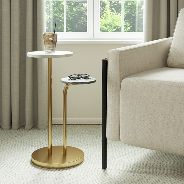 LR Home Martini 46078 Gold White Drink Table