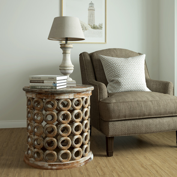 LR Home Stella 02808 Whitewashed Brown Side Table