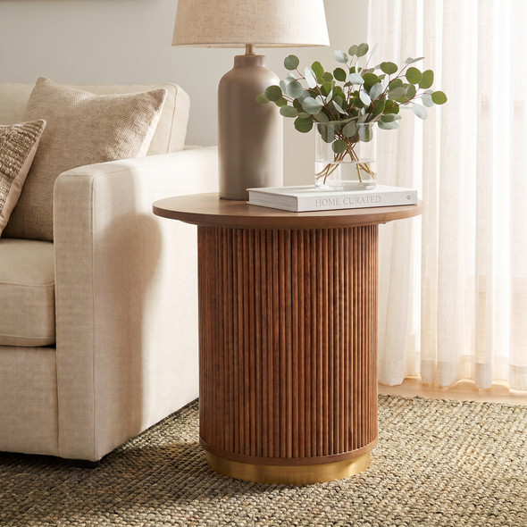 LR Home Modena 03276 Brown Brass Side Table